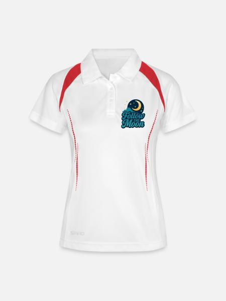 Ciel nocturne avec lune et étoiles - Polo respirant Femme - blanc/marine