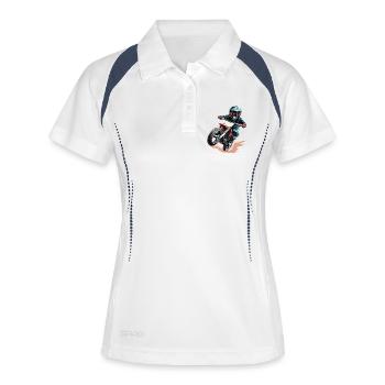 Dynamic motorcyclist in action style - Women's Polo breathable - white/navy - Front