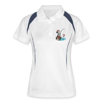 Skeleton fishing with fish on hook - Women's Polo breathable - white/navy - Front