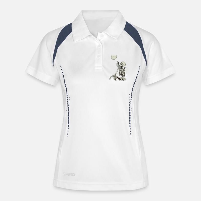 Moonlit night with skeleton and cat - Women's Polo breathable - white/navy