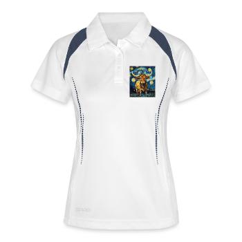 Vache Vaches Taureau Style Van Gogh Étoilé - Polo respirant Femme - blanc/marine - Devant