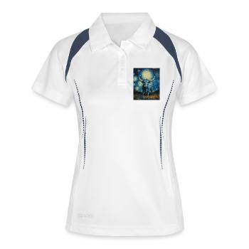 Vache Vaches Taureau Style Van Gogh Étoilé - Polo respirant Femme - blanc/marine - Devant
