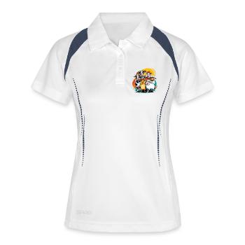 Liebliche Bauernhoftiere in Cartoon-Style - Frauen Polo atmungsaktiv - Weiß/Navy - Vorne