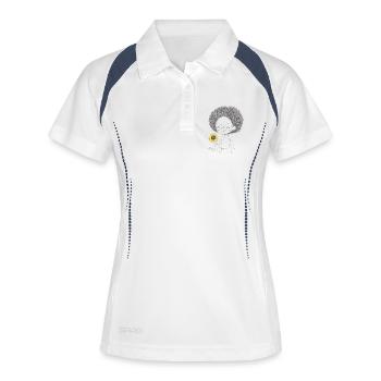 Cheerful girl with sunflower - Women's Polo breathable - white/navy - Front
