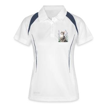 Elegant cat with lavender and clover - Women's Polo breathable - white/navy - Front