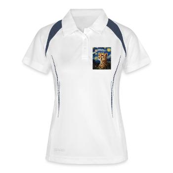 Guépard Léopard Style Van Gogh Étoilé - Polo respirant Femme - blanc/marine - Devant