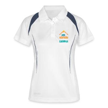 Camper Camping Wohnwagen Spruch - Frauen Polo atmungsaktiv - Weiß/Navy - Vorne