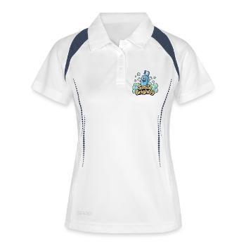 Fröhliches Schaumbad Cartoon Design - Frauen Polo atmungsaktiv - Weiß/Navy - Vorne