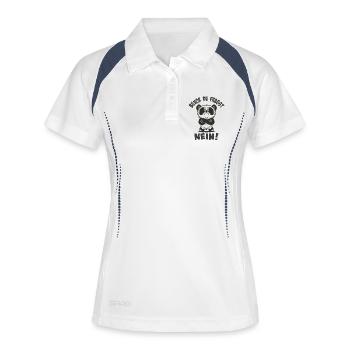 Kuscheliger Panda mit humorvollem Spruch - Frauen Polo atmungsaktiv - Weiß/Navy - Vorne