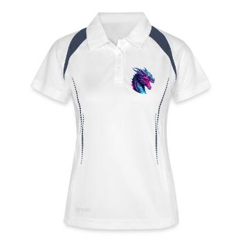 Neon Drachenkopf Kunstwerk - Frauen Polo atmungsaktiv - Weiß/Navy - Vorne