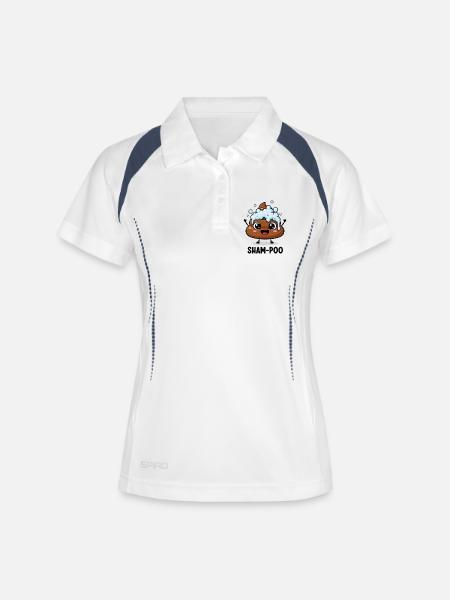 Fête du caca mousseux - Polo respirant Femme - blanc/marine