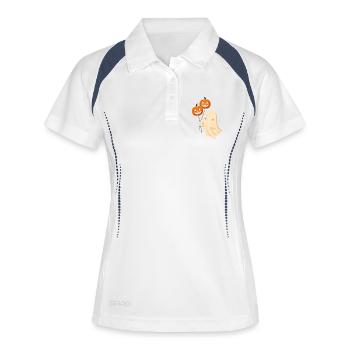Süßer Geister-Halloween mit Kürbissen - Frauen Polo atmungsaktiv - Weiß/Navy - Vorne