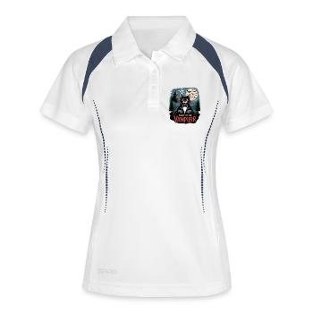 Katzen-Nacht von Vampiren - Frauen Polo atmungsaktiv - Weiß/Navy - Vorne