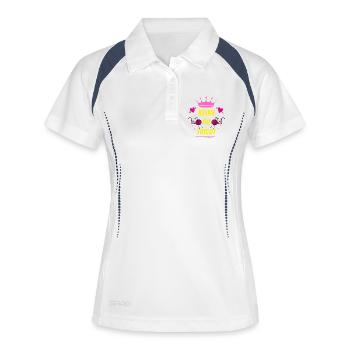Königin des STRICKENS - Frauen Polo atmungsaktiv - Weiß/Navy - Vorne