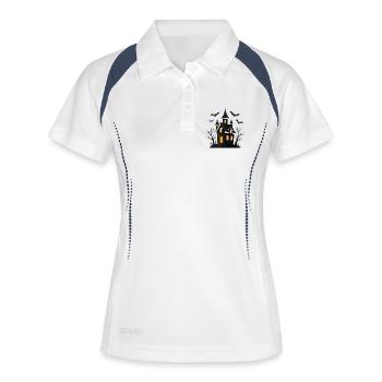 Spukschloss mit schimmernden Fenstern - Frauen Polo atmungsaktiv - Weiß/Navy - Vorne