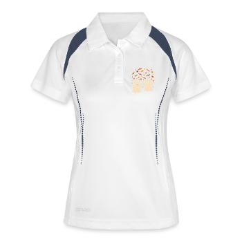 Humorvolle Geister mit Süßigkeiten - Frauen Polo atmungsaktiv - Weiß/Navy - Vorne