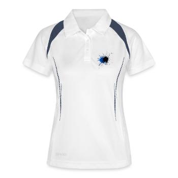 Photographie en couleur astucieuse avec du bleu et du noir - Polo respirant Femme - blanc/marine - Devant