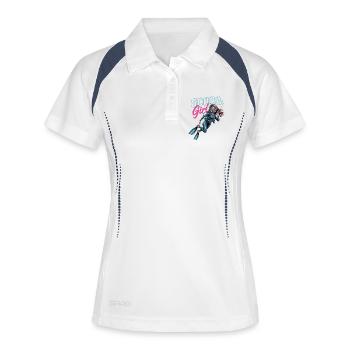 Scuba Girl Taucherin Design - Frauen Polo atmungsaktiv - Weiß/Navy - Vorne