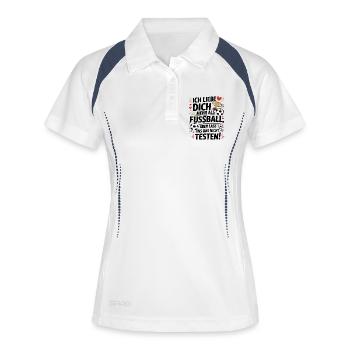 Ich Liebe Dich Mehr Als Fußball - Frauen Polo atmungsaktiv - Weiß/Navy - Vorne