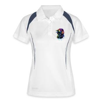 Rabe Krähe Vogel Rabenkrähe Dohle Schwarze Raben - Frauen Polo atmungsaktiv - Weiß/Navy - Vorne