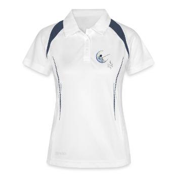 Astronaut Fishing Humor - Frauen Polo atmungsaktiv - Weiß/Navy - Vorne