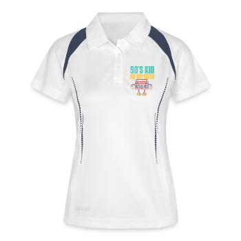 Raised on 90s Beats Retro Old Music Lover - Frauen Polo atmungsaktiv - Weiß/Navy - Vorne