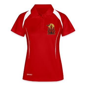 Glitzerndes Halloween Schloss - Frauen Polo atmungsaktiv - Weiß/Navy - Vorne