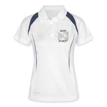 Rooted in Christ – Colossians 2:6–7 - Frauen Polo atmungsaktiv - Weiß/Navy - Vorne