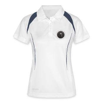 Spartaner Spruch Motivation - Frauen Polo atmungsaktiv - Weiß/Navy - Vorne