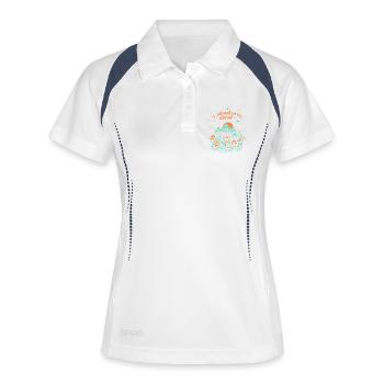 Adventures ahead - Frauen Polo atmungsaktiv - Weiß/Navy - Vorne