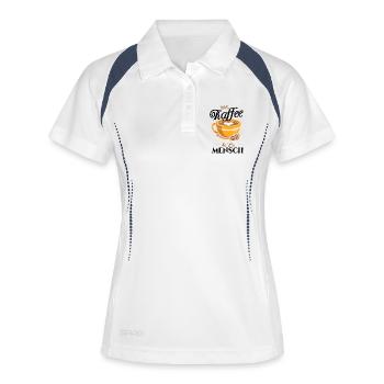 98% Kaffee, 2% Mensch - Kaffeeliebhaber Büro - Frauen Polo atmungsaktiv - Weiß/Navy - Vorne
