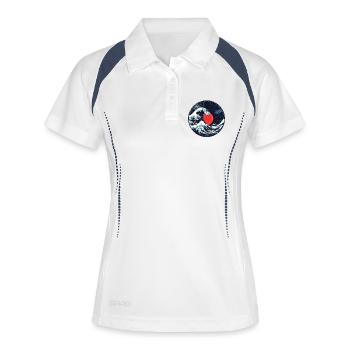 Vinyl Welle - Japanische Schallplatte - Frauen Polo atmungsaktiv - Weiß/Navy - Vorne