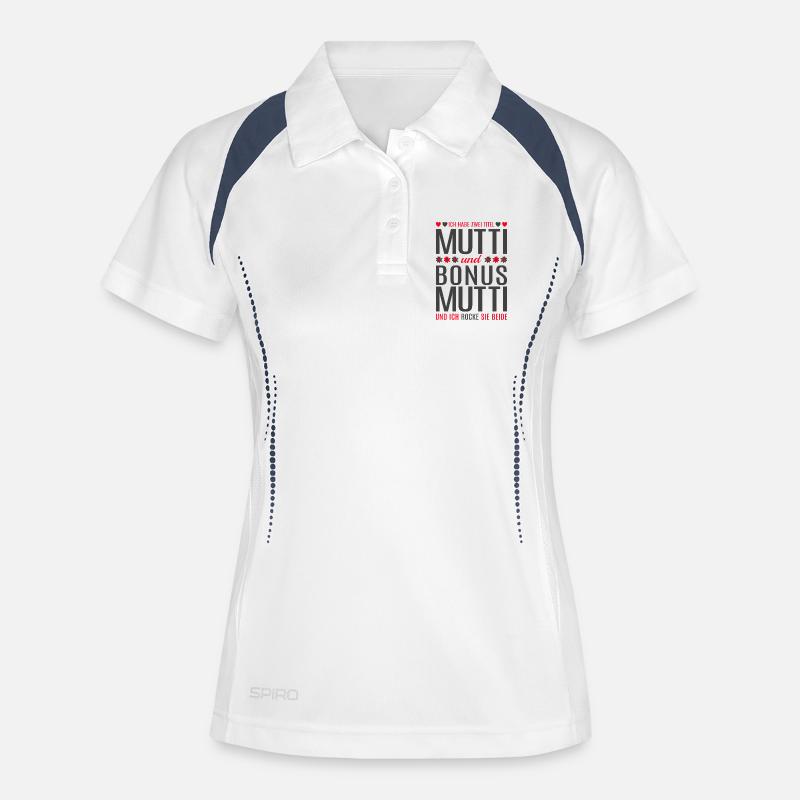 Mama Mutti Mutter Bonus Mutti Muttertag Geschenk - Frauen Polo atmungsaktiv - Weiß/Navy