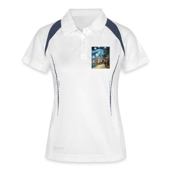 Miami Beach, Floride, Van Gogh, Nuit étoilée - Polo respirant Femme - blanc/marine - Devant