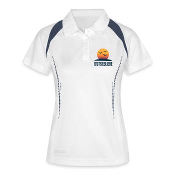 Mer Baltique Amour Coucher de soleil Logo - Polo respirant Femme - blanc/marine - Devant