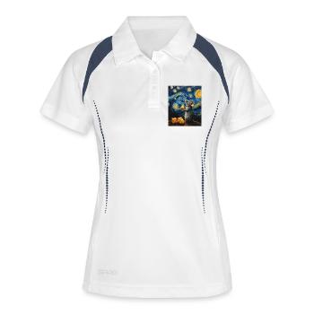Souris mange du fromage Nuit étoilée à la Van Gogh - Polo respirant Femme - blanc/marine - Devant