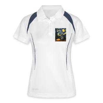 Souris mange du fromage Nuit étoilée à la Van Gogh - Polo respirant Femme - blanc/marine - Devant