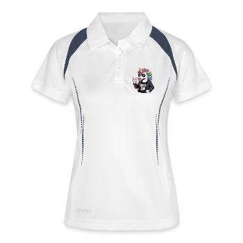 Rock On Licorne avec crinière arc-en-ciel Veste en cuir - Polo respirant Femme - blanc/marine - Devant