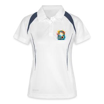 Casque coloré Splash Design - Polo respirant Femme - blanc/marine - Devant