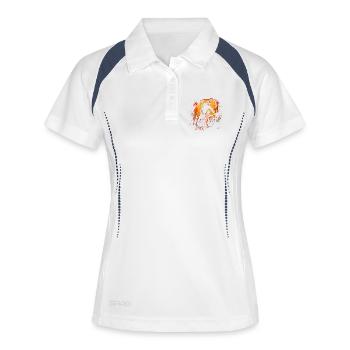 Illustration de VTT - Polo respirant Femme - blanc/marine - Devant