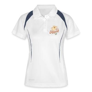 Wenn du es hast, spuke es Halloween-Kostüm - Frauen Polo atmungsaktiv - Weiß/Navy - Vorne