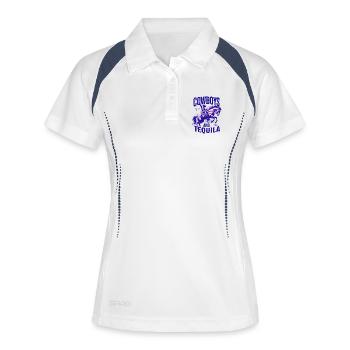 Cowboys vintage et chemise tequila western rétro - Polo respirant Femme - blanc/marine - Devant
