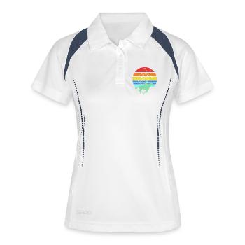 Retro Sunset Horse Racing Jockey Track Vibes - Frauen Polo atmungsaktiv - Weiß/Navy - Vorne