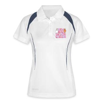 Mädchen liebt Hühner - Frauen Polo atmungsaktiv - Weiß/Navy - Vorne