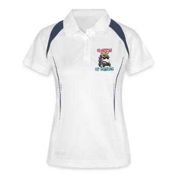 Queen of gaming - unichorn - Frauen Polo atmungsaktiv - Weiß/Navy - Vorne