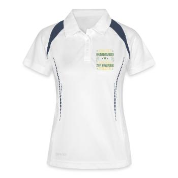 JGA Team Bräutigam Junggesellenabschied - Frauen Polo atmungsaktiv - Weiß/Navy - Vorne