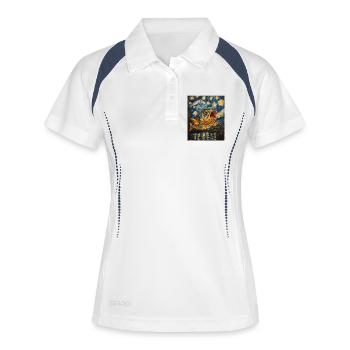 Karpfen Fisch Van Gogh Style  - Frauen Polo atmungsaktiv - Weiß/Navy - Vorne