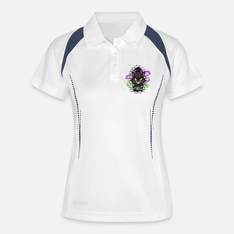 Graffiti Cat Neon - Women's Polo breathable - white/navy
