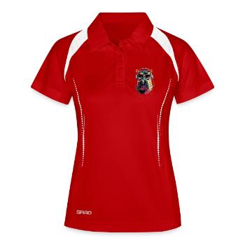 Nilpferd Flusspferd Mama Hippopotamus Cooles Hippo - Frauen Polo atmungsaktiv - Rot/Weiß - Vorne