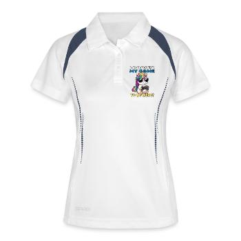 j'ai mis mon jeu en pause pour être ici - licorne - Polo respirant Femme - blanc/marine - Devant